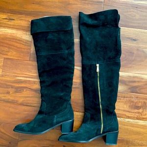 Black thigh high suede report signature boots
